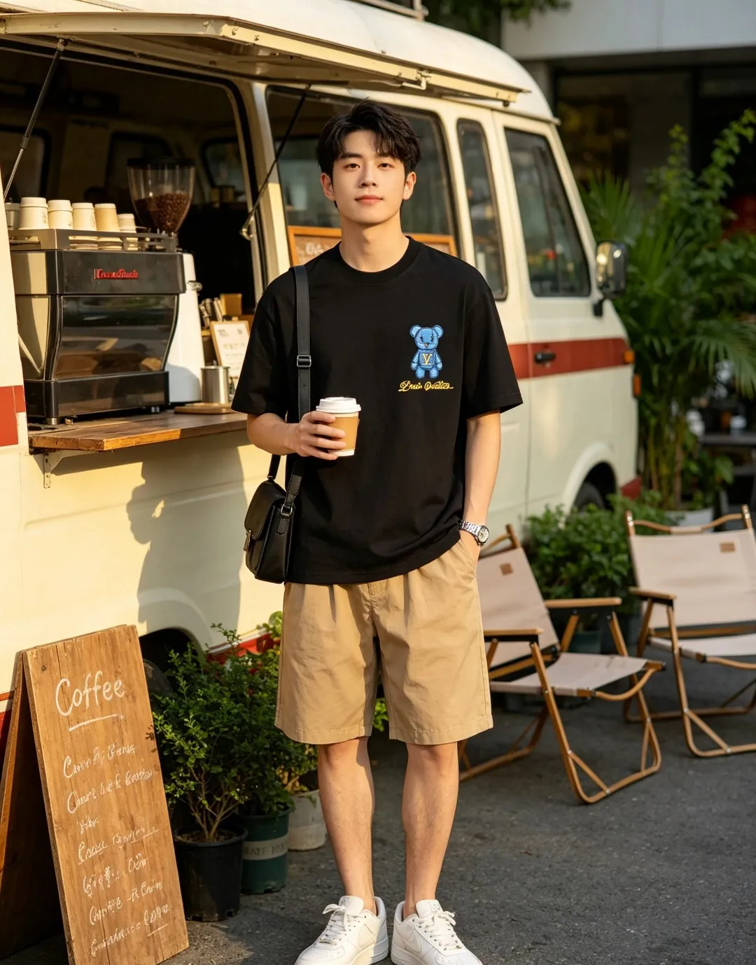 Louis Vuitton/Louis Vuitton 26ss towel patch bear short sleeves